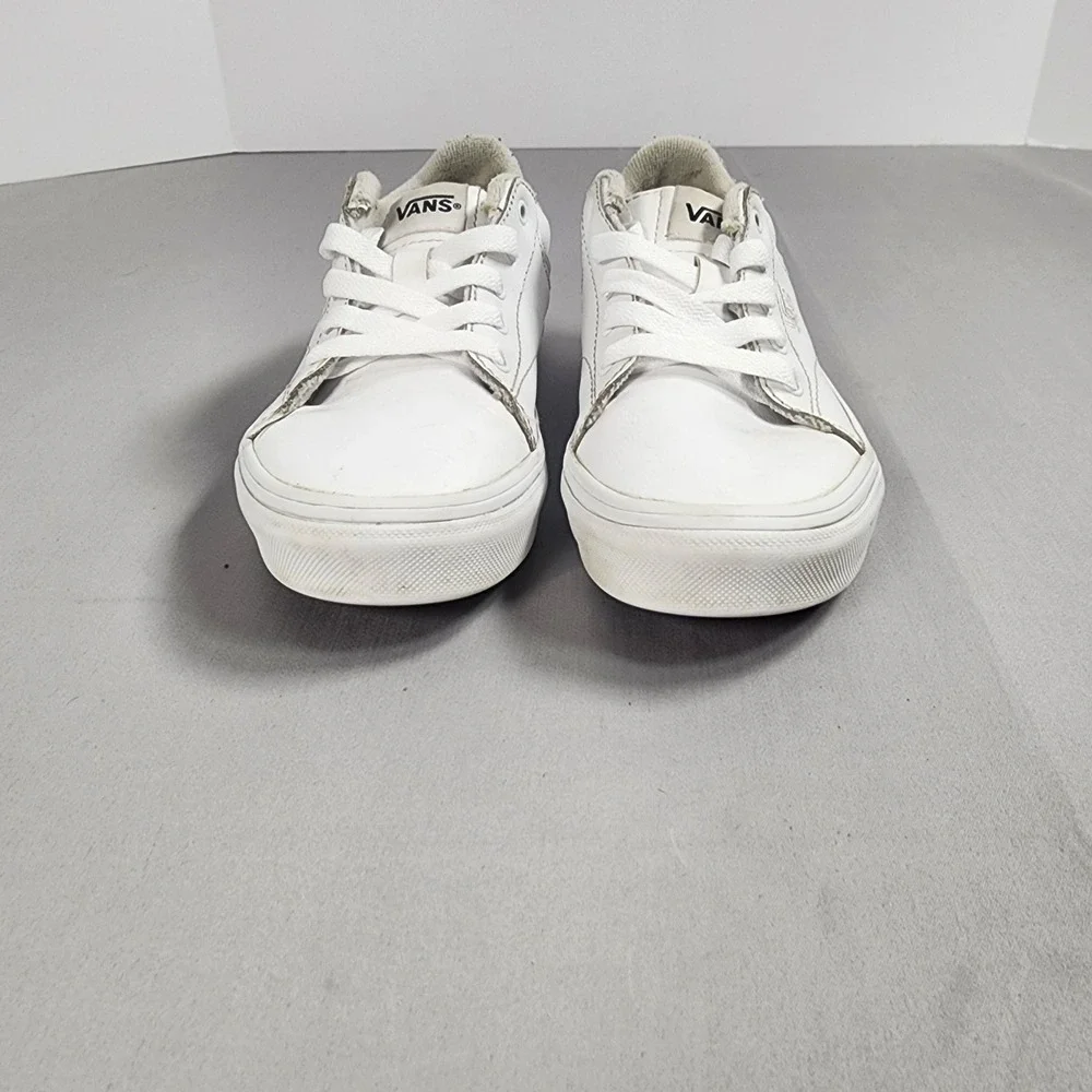 Vans Youth 2.0 White Leather Low Top Lace Up Skate Sneakers 500714